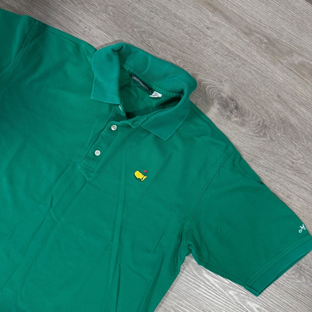 Vtg Masters Collection Polo Shirt Mens L Green Cotton Masters Golf Logo